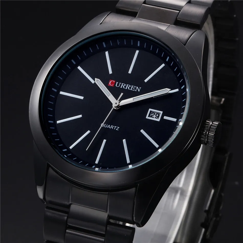 CWP Curren Fashion Men Watches Full Steel Zegarwatch Classic Business Male Clock Casual Military Quartz Calendar Watch ReliOJ260K