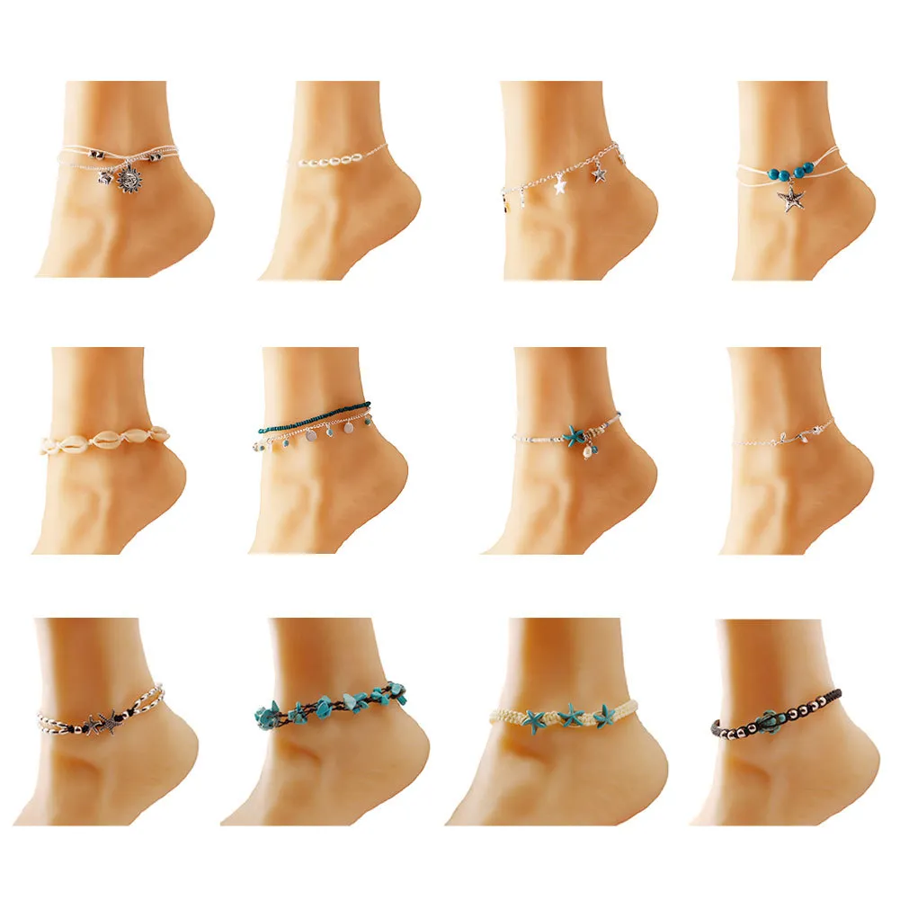 16 Pezzi Cavigliere Catene Braccialetti Cavigliera da Spiaggia Regolabile Set di Gioielli Piedi Cavigliere Donne Ragazze Barefoot264g