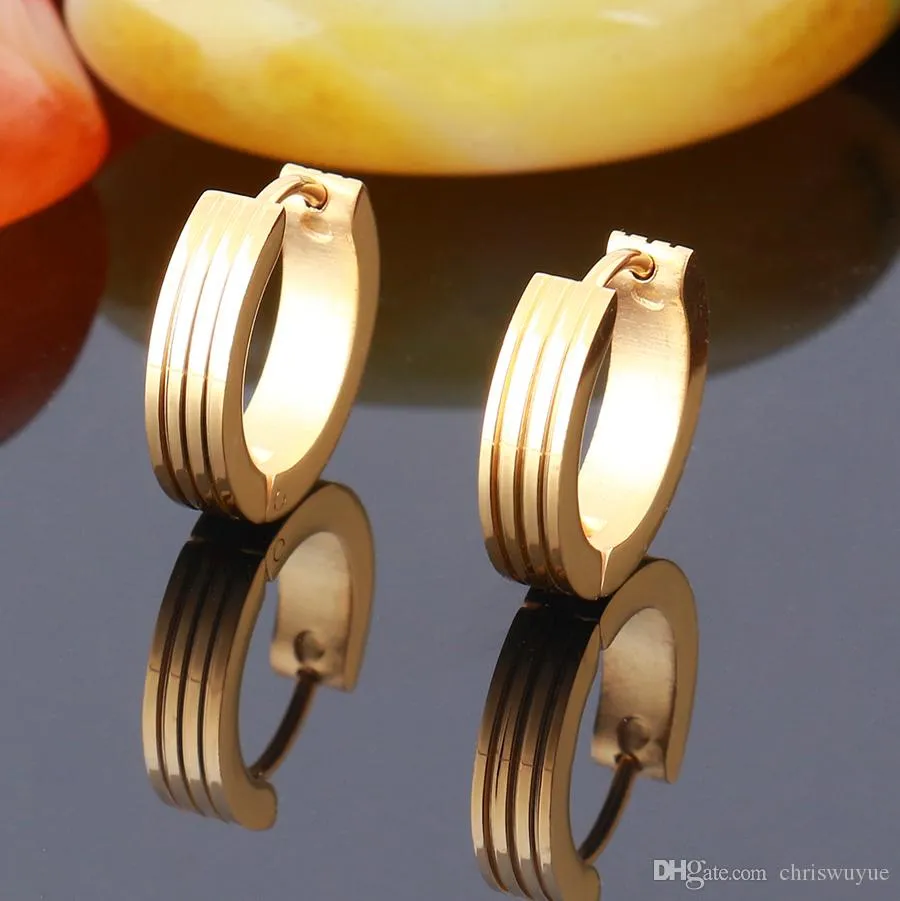 Boucles d'oreilles en acier inoxydable pour hommes, bijoux de haute qualité, Cool, cerceau, Piercing, clous, bijoux unisexes, or, 287i