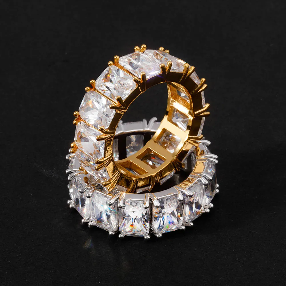 Size 6-10 Hip Hop Cubic Zircon Men Rings High Quality Jewellery Gold and Sliver Micro Paved Ring Gift238T