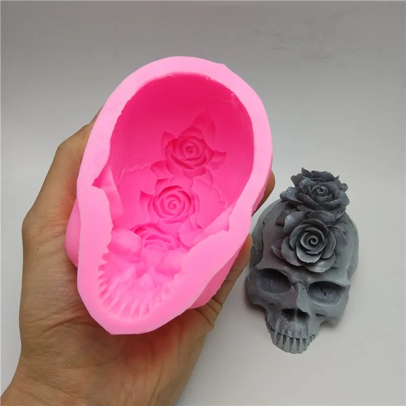 3D Rose Skull Silikon Formy Fondant Form Formin Gips Tynk czekoladowy świeca Forma T20070319573053