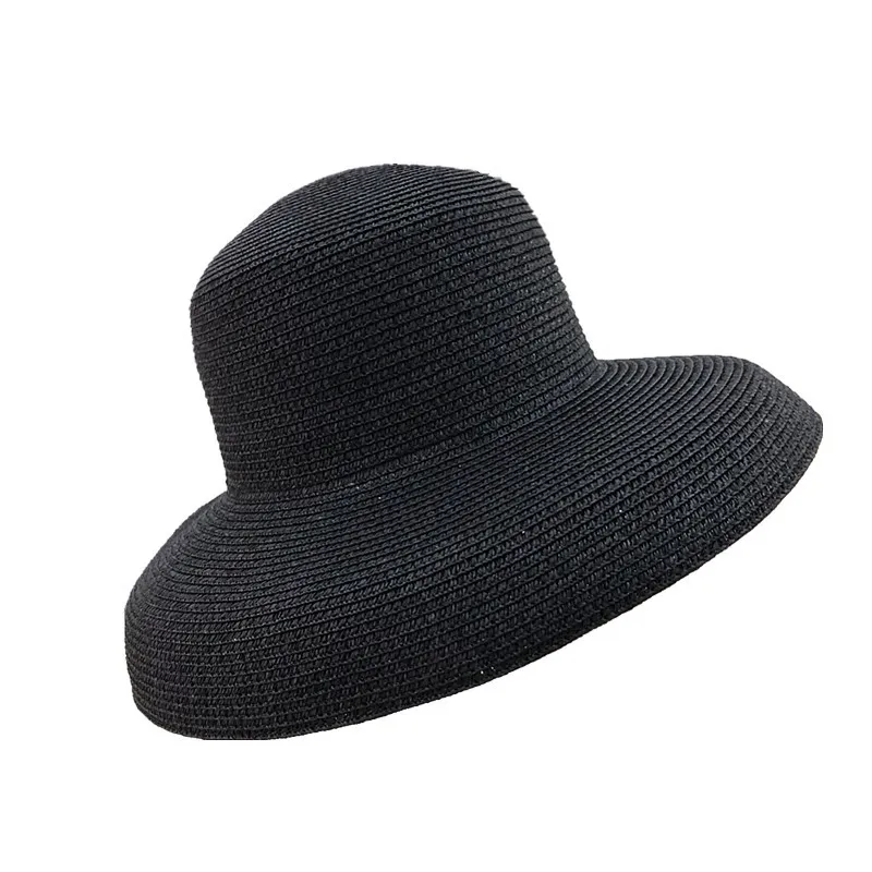 Audrey Hepburn chapeau de paille outil de modélisation coulé en forme de cloche chapeau à grand bord vintage haute capacité de simulation atmosphère de plage touristique 287P