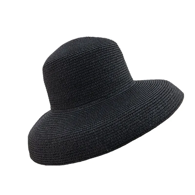 Audrey Hepburn straw hat sunken modelling tool bell-shaped big brim hat vintage high pretend bility tourist beach atmosphere287P
