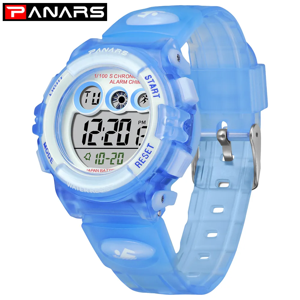 Panars Red Chic New Arrival Kid's Watches Colorful LED Back Light Digital Electronic Watch Waterproof Swimming Girl Watches 8158Z