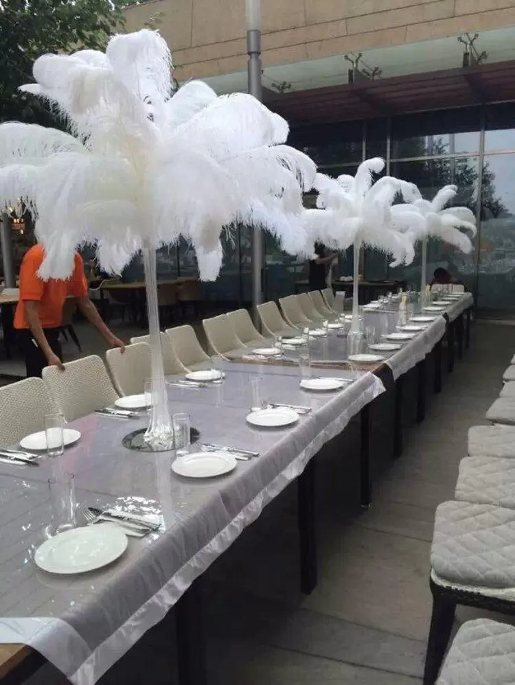 Ny 18-20 tum45-50 cm White struts Feather Plumes For Wedding Centerpiece Wedding Party Event Decor Festive Decoration1780