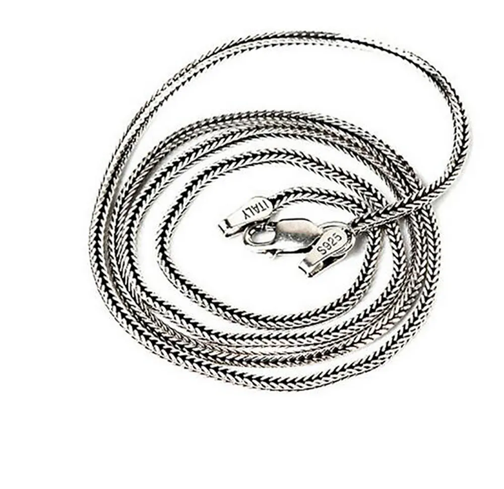 1 6 mm 925 Srebrny srebrny łańcuch ogona łańcucha mody łańcuchy mody mężczyźni kobiety biżuteria naszyjnik DIY
