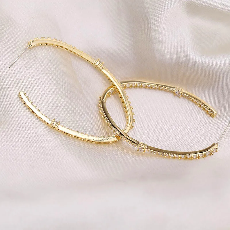 Vecalon 925 zilveren grote hoepel oorbellen goud zilver kleur voor vrouwen grote cirkel oorbellen 925 sterling zilveren bruiloft sieraden partij A3031