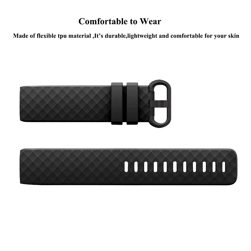 Bracelet pour Fitbit Charge 3 Bands Remplacement Black TPU Bracelet de bracelet de poignet TPU POUR FIT BIT CHARGE 3 ACCESSOIRES SMART WATCH CH3P7192869