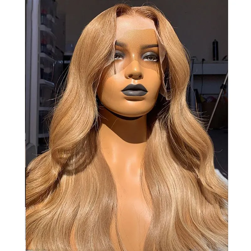 Honey Blonde Lace Front Human Hair Wigs Pre Plucked ed Wavy Brazilian Remy Hair 13x4 Lace Wig 150 Bleached Knots4652947