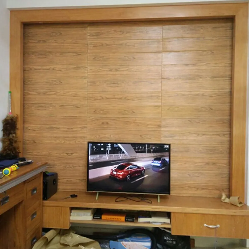 70x70cm Adesivo da parete 3D Camera Adesivi autoadesivi impermeabili con venature del legno la casa Soggiorno Cucina TV Sfondo Decorazione7238666
