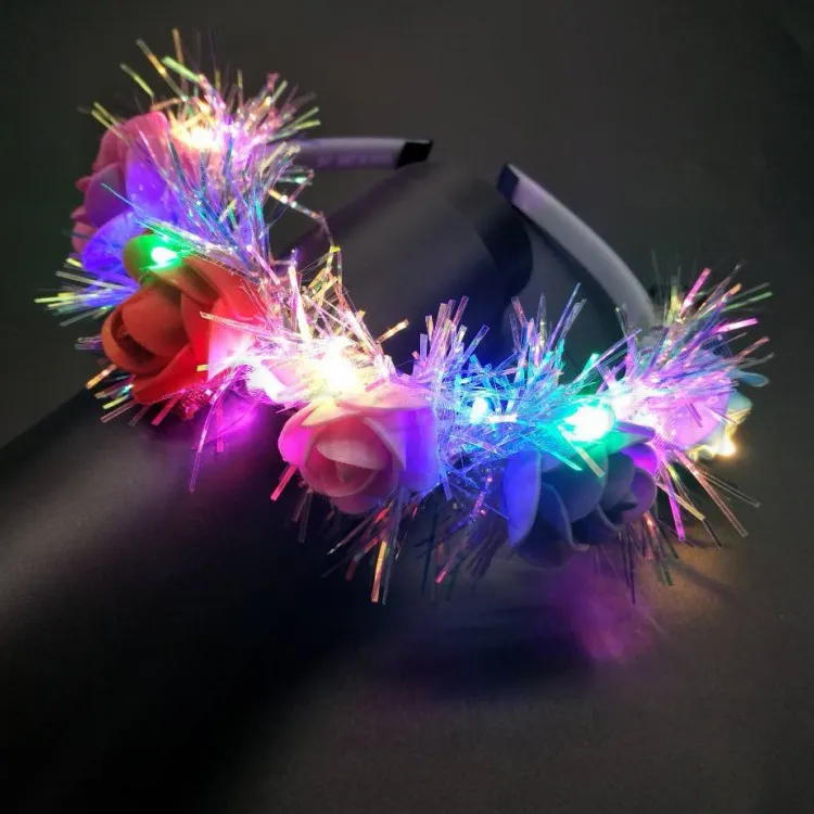 Party Favor LED Light Floral Bandeaux Glowing Hair Band pour Party Wedding favor fille fleurs décoratives Accessoires pour cheveux party favor T2C5052