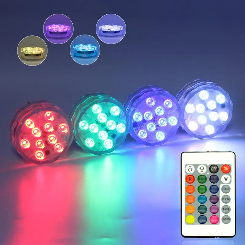 Lámpara LED RGB con control remoto, luces impermeables para piscina IP68, luz sumergible, juguete, piscina subacuática, decoración para fiesta en el jardín 13185