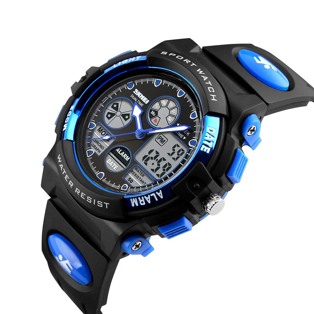 Skmei esportes crianças relógios crianças à prova dwaterproof água militar dupla exibição relógios de pulso led à prova dwaterproof água montre enfant 1163310g