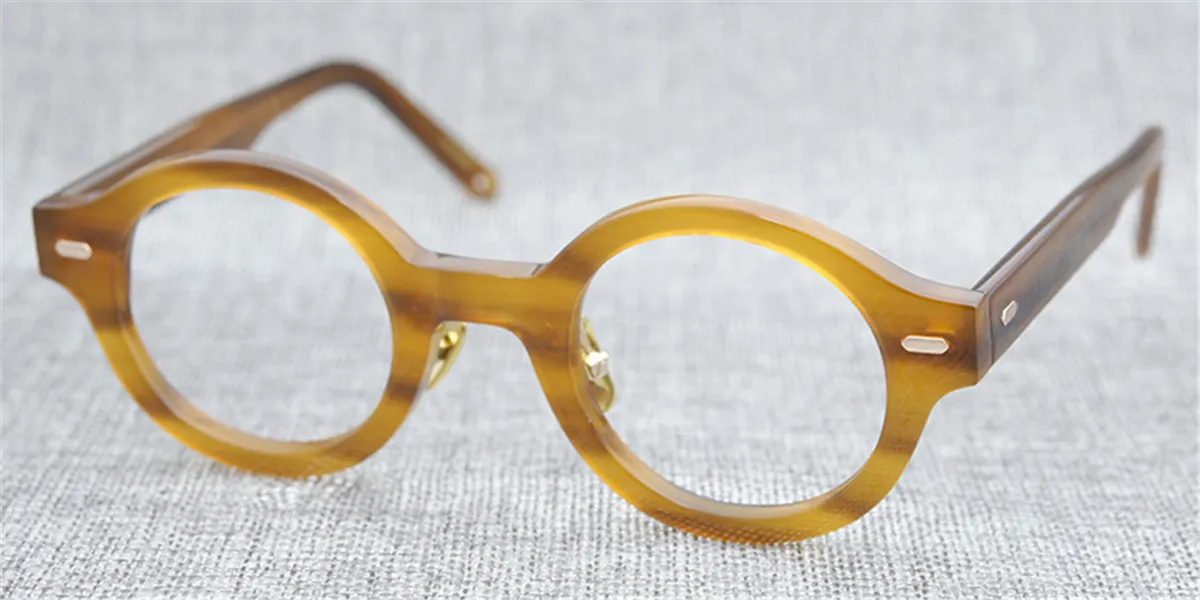 남성 광학 안경 안경 프레임 브랜드 레트로 여성 라운드 스펙터클 프레임 순수 티타늄 코 패드 근시 안경 안경 CAS2424