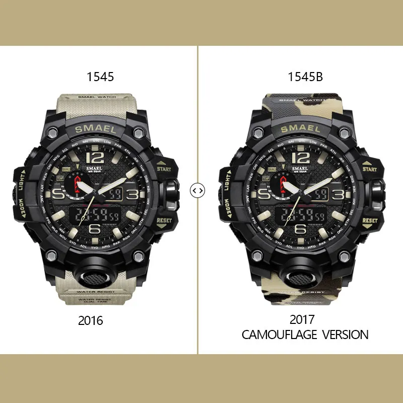 Orange Camouflage Military Watches SMAEL Brand Watch Digital LED Wristwatch Sport 1545B Mens Watch LuxuryClock Men Military Army239x