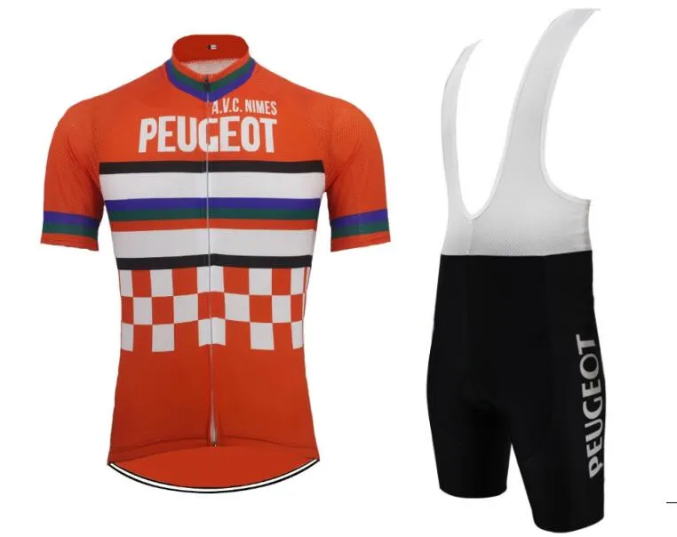 Molteni Peugeot NEW Man White Yellow Vintage Cycling Jersey Set Short Sleeve Cycling Clothing Riding Clothes Suit Bike Wear Shor2047