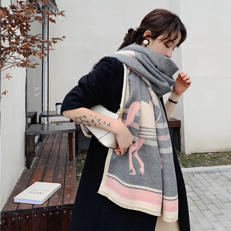 Whole- quality celebrity design wool cashmere cotton scarf carriage chain tassel scarf horse wrap shawl 60 190CM multicolo219s