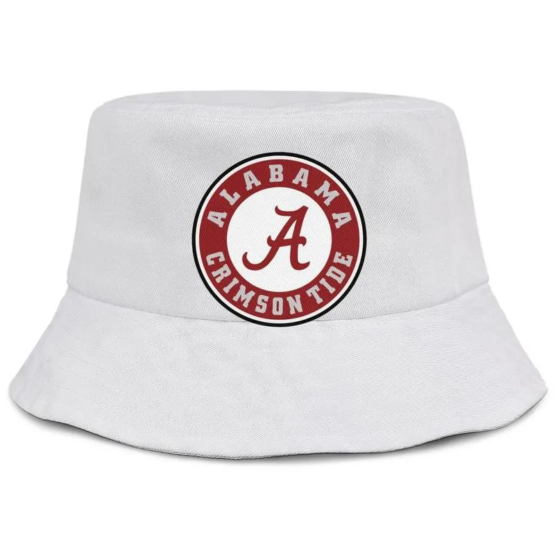 Alabama Crimson Tide für Männer und Frauen Eimerhut-Stile, schlichte Eimer-Baseballkappe, Fußball-Logo, Kokosnussbaum, Core Smoke Mesh, Weiß 222N