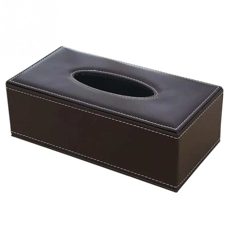 Porte-papier de soie en cuir PU, grande boîte rectangulaire anti-humidité, porte-serviettes pour la maison, le bureau, le Restaurant, Black278n