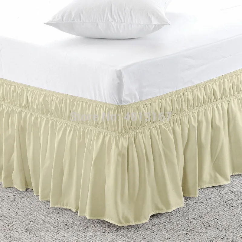 Envoltório em torno da cama saia elástica poeira plissado saias de cama cor sólida fácil de desligar rugas resistente ao desbotamento clássico elegante 38cm y2239k