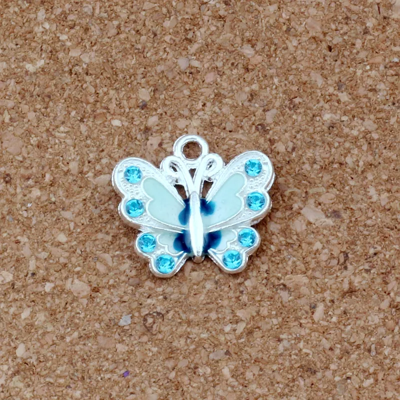 Blue Emaille Butterfly Charme Anhänger Legierung Mode Schmuck DIY FIT BRAKELETS HALTKETTE OHREN 22X20 5 mm A-505201P
