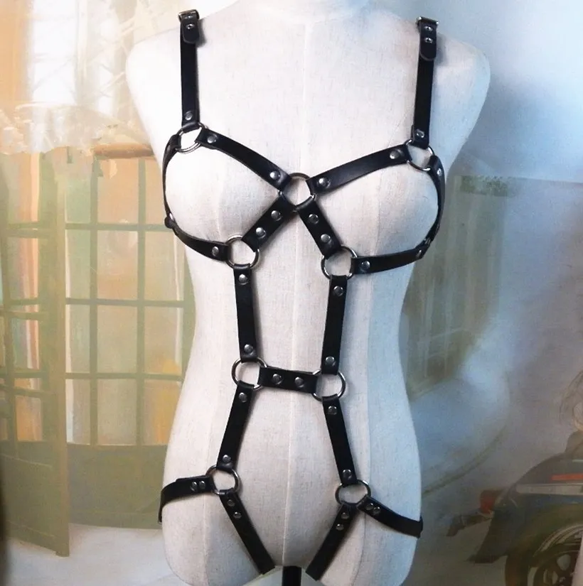 BDSM Bondage Seil Ledergurtspielzeug für Frauen Erwachsene Spiele -Outfit BH und Beinsspanner Gurte Strumpfband Gürtel sexy Accessoires T2009165388
