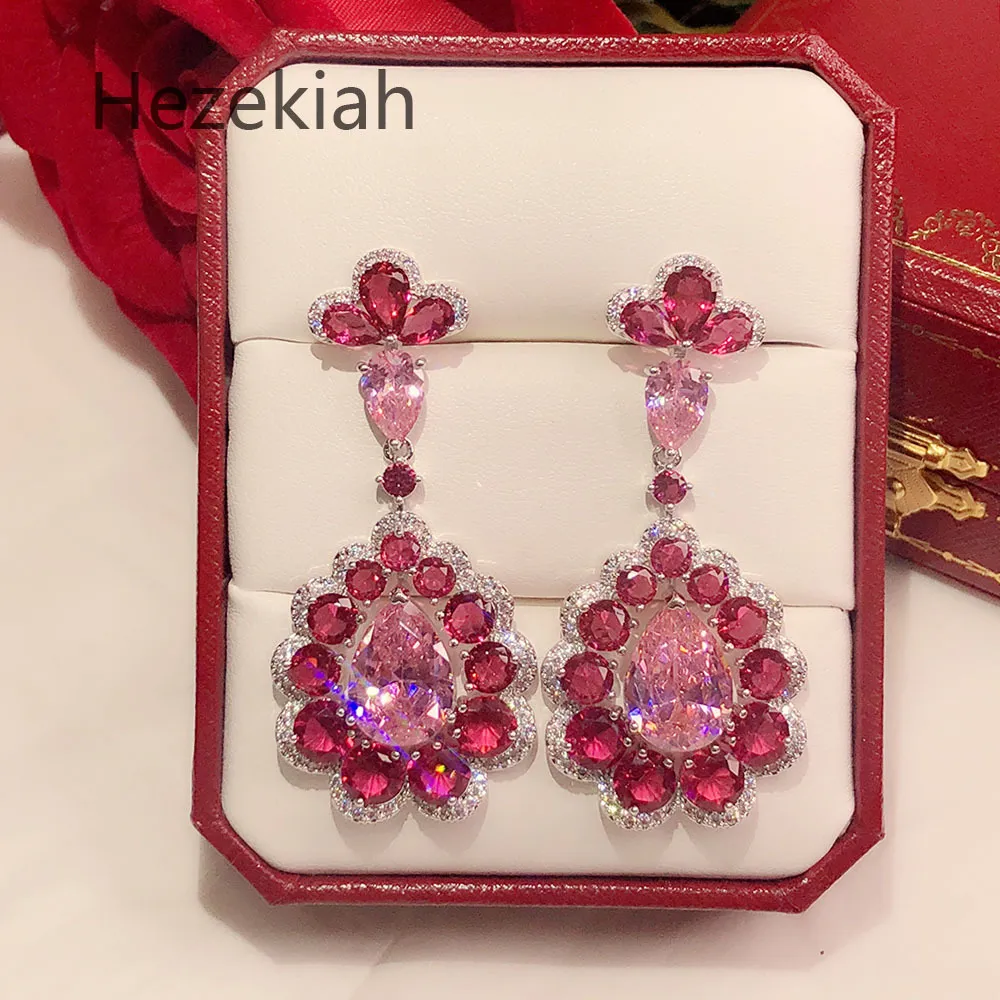 Hezekiah S925 Tremella aiguille Boucles d'oreilles rouges Livraison gratuite Personnalité Rose Boucles d'oreilles pour femmes Soirée dansante Qualité supérieure Eardrop femme