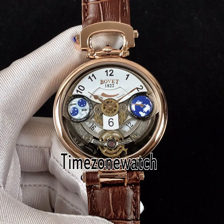 Bovet Amadeo Fleurier Grand Complikacje Edouard Touardon stalowa obudowa biała szkielet szwajcarski kwarc męski męski zegarek czarna skóra 2276