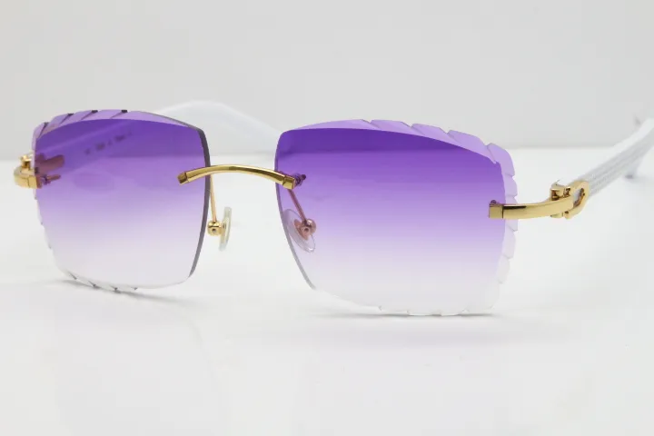 Całe okulary bez krawędzi Białe okulary przeciwsłoneczne Aztec Metal Ramiona 3524012 okulary słoneczne unisex kota oko