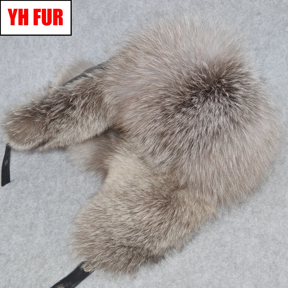 100% naturel réel fourrure de renard Bomber chapeau russie hiver chaud doux moelleux réel fourrure de renard casquette hommes qualité véritable en peau de mouton en cuir Hats231C