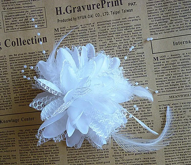 Fleur plume perle Corsage pinces à cheveux fascinateur mariée bandeau fête GB6232716
