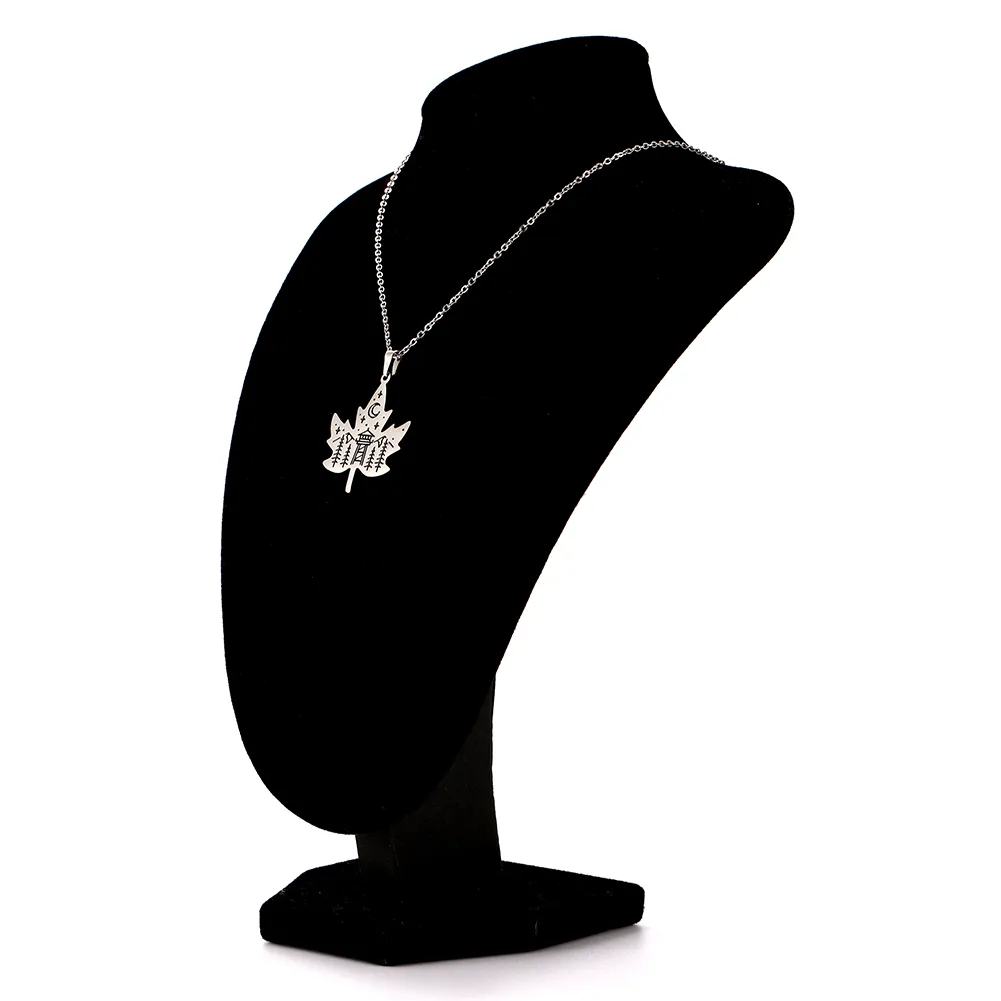 Модное геометрическое ожерелье из нержавеющей стали в форме кленового листа, индивидуальное ожерелье с горой и луной для мужчин и женщин230d
