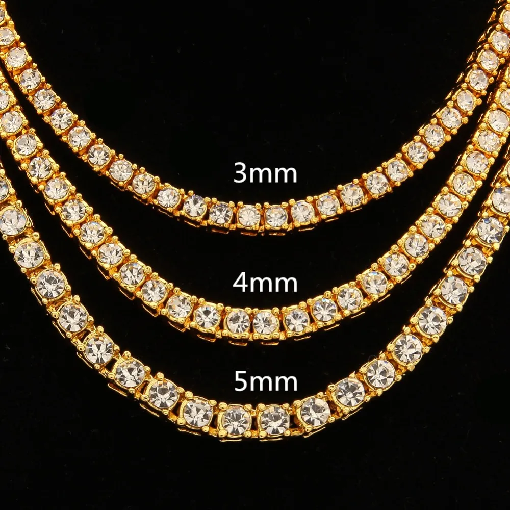 Collier de chaîne de tennis glacé en diamant pour hommes, chaînes en argent et or Rose, Hip Hop Moissanite, bijoux 3mm 4mm 5mm256k