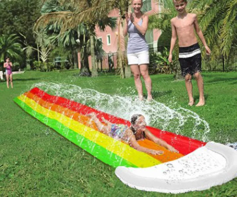 Neue aufblasbare Wasserrutsche Double Racer Pool Kinder Sommer Park Hinterhof Spielspaß Outdoor Splash Slip Slide Wave Rider246P