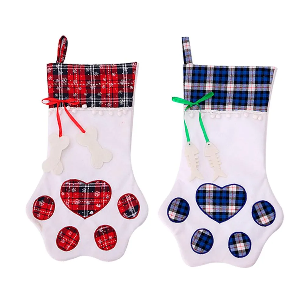 Qifu pet cão meias de natal meias sacos de presente de natal presentes pacote enfeites de árvore de natal feliz ano novo 2020241y