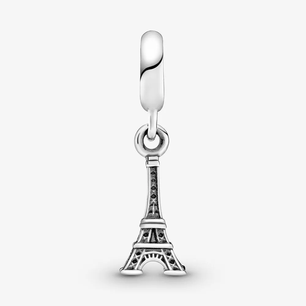 Nouvelle arrivée 100% 925 argent sterling Paris Tour Eiffel Dangle Charm Fit Original Bracelet à breloques européen bijoux de mode Accessor281O