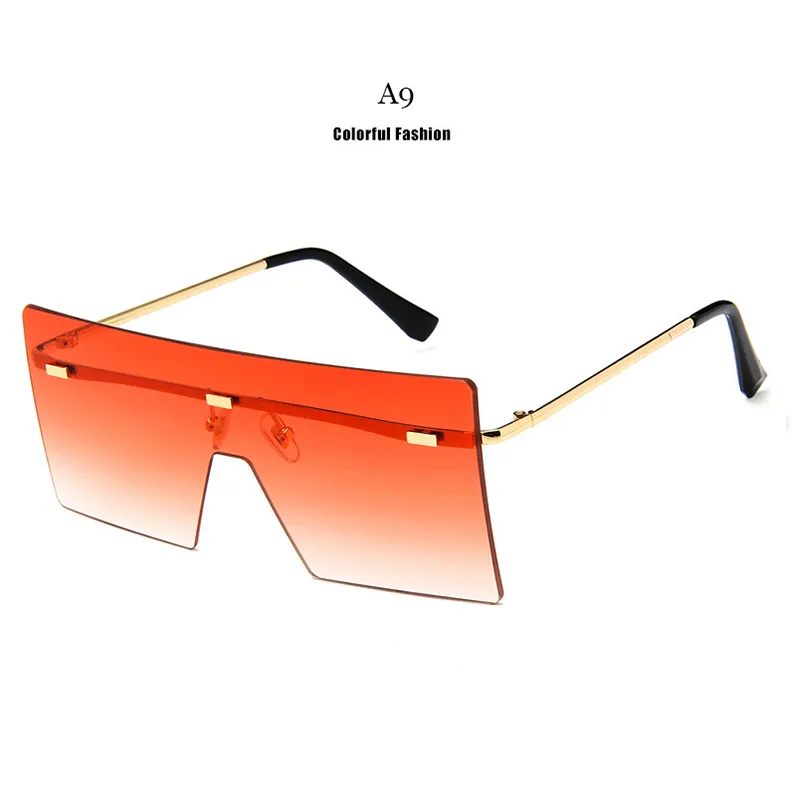 Occhiali da sole quadrati senza montatura oversize unisex moda donna flat top grandi occhiali da sole gradiente di viaggio UV400245U