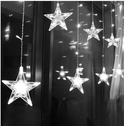 2 5M Tenda luminosa LED Stella Ghirlanda di Natale 220V UE Illuminazione esterna interni Stringa Fata Lampada Decorazione feste di nozze2562