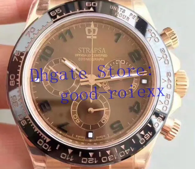 Zegarek męski Rose Gold Chronograph Automatyczny Cal 4130 Kosmografia Mężczyzn Ceramiczna Skórzana Skórzanie 904L Eta Kif Absorbera W260U