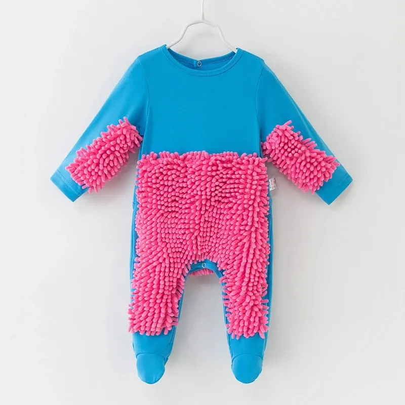 2019 New Baby Mop Clothes Long Sleeve Crawling Clothes Toddler Jumpsuit Suit Cotton Infant Cleaning Mop Suit Outfit Unisex Rompe Y7973794