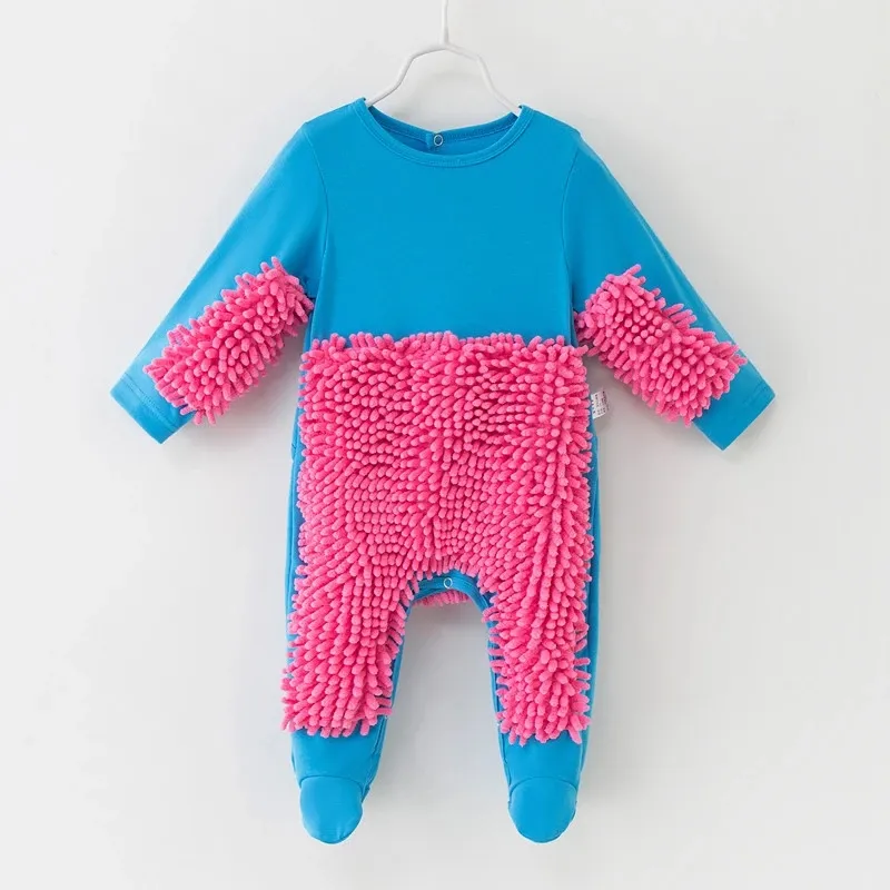 2019 Nya baby moppkläder långärmad krypande kläder småbarn jumpsuit kostym bomull spädbarn rengöring moppdräkt outfit unisex rompe y7205772