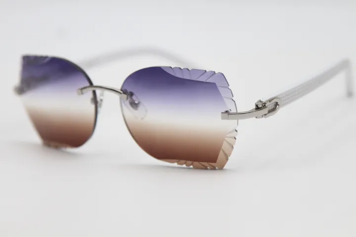 Nowy popularny rzeźbiony obiektyw optyczny 8200762A Bezprzewodowy okulary przeciwsłoneczne unisex metal mieszanka biała deska importowa okulary wysokiej jakości okulary słoneczne 2964