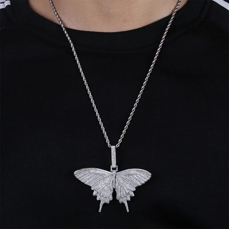 ECED OUT Pendant Hip Hop Schmuck Luxus Designer Halskette Herren Goldkette Anhänger Bling Diamond Butterfly Charms Rapper Mode A290U