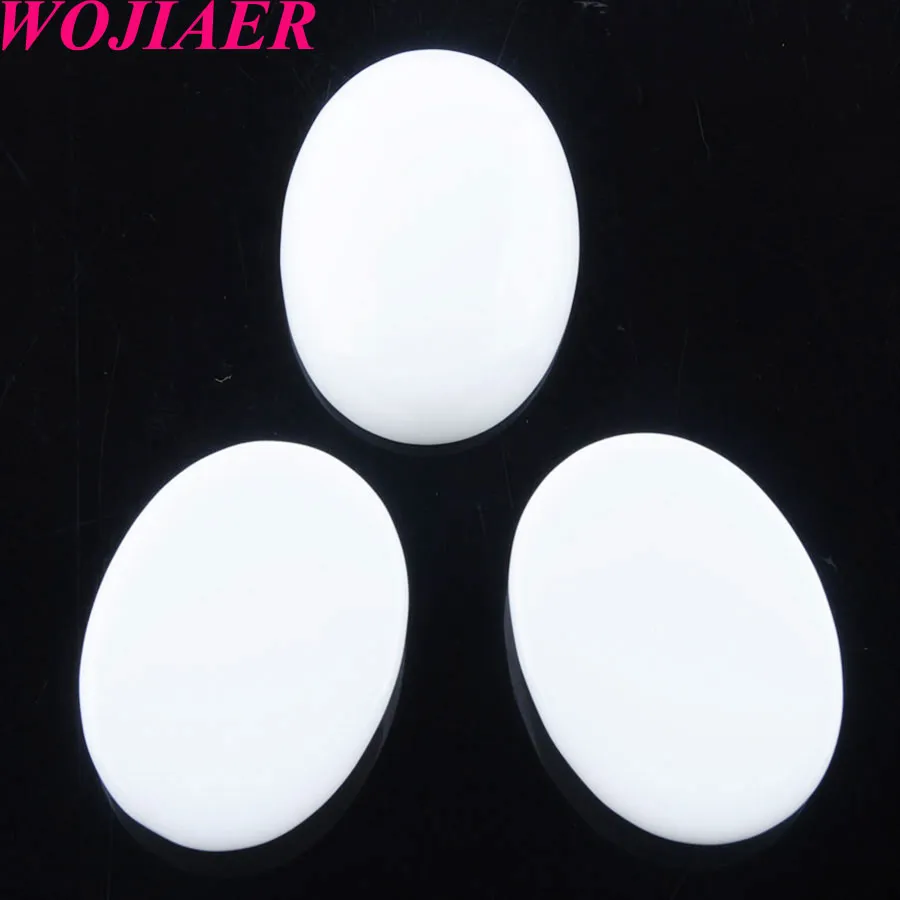 Wojiaer Natural White Jade Gemstone Beads Oval Cabochon Cab No Hole 22x30x7mm för örhängen som gör smycken Tillbehör U81092408