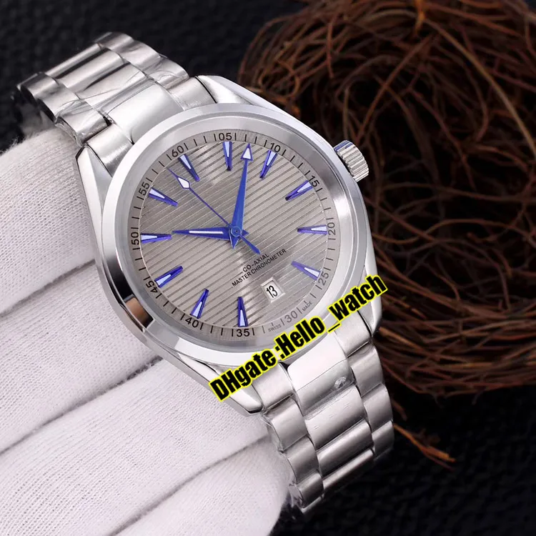 Barato New Aqua Terra 150M 220 10 41 21 03 001 Relógio Mens Automático Textura Azul Dial Mãos de Prata A2813 Pulseira de Aço Inoxidável W277E