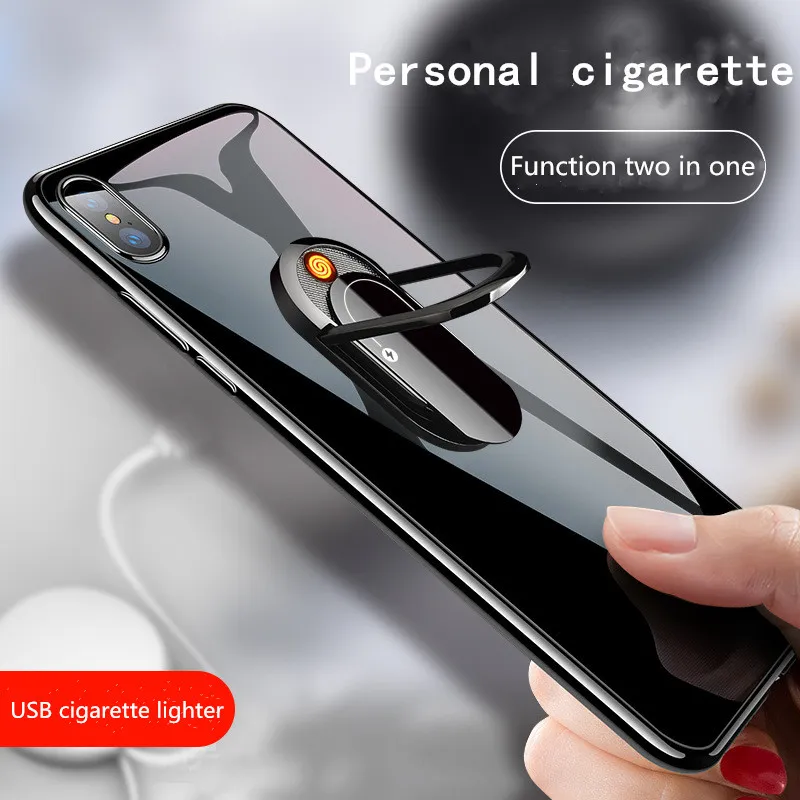 Ny kreativ personlighet mobiltelefoninnehavare metall laddning lättare USB elektronisk cigarettändare