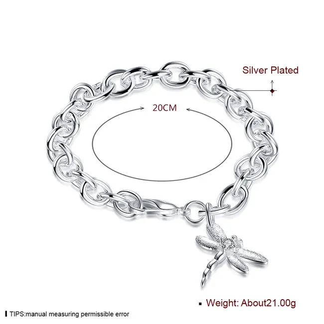 Wedding Dragonfly Shrimp Tjock 925 Silver Charm Armband 8Inchs GSSB282 Women's Sterling Silver Plated Jewelry Armband222f