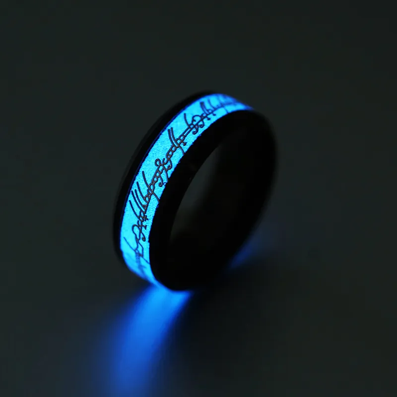 반지 빛나는 스테인레스 스틸 쥬얼리 형광성 티타늄 강철 반지의 푸른 주 제왕 남성 반지
