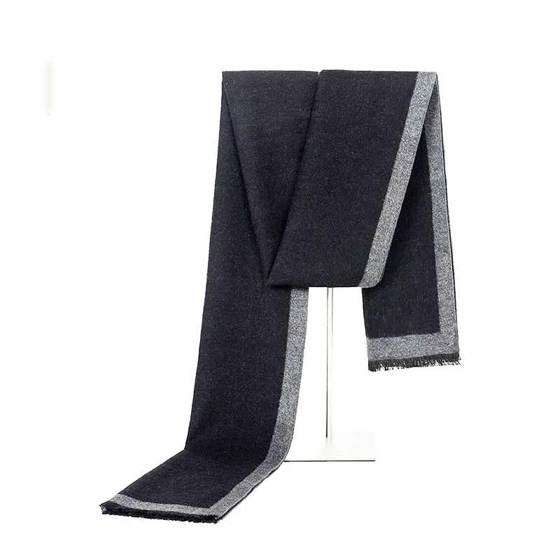 Mantieqingway lenço de negócios formal para homens inverno e outono cachecóis longos de caxemira masculino cinza preto cachecóis borla xales288m