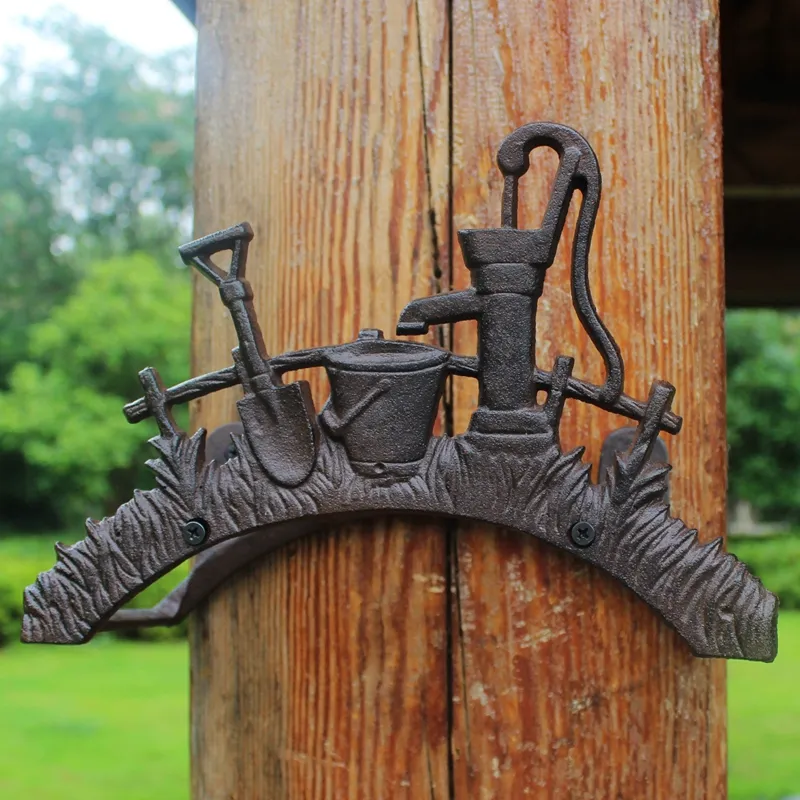 Kutego żelaza węża uchwyt na szowelkę ogród dekoracyjny węgiel kołowrotka stojak żeliwa zabytkowa rdza na ścianie montowania vintage ornament H207c